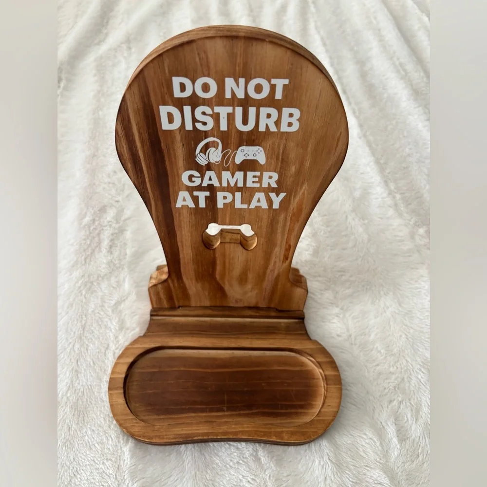 Wood video gamer controller holder stand